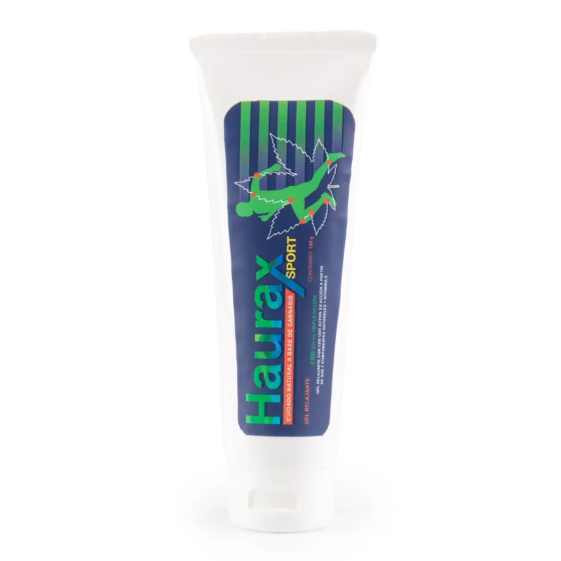 Gel Haurax Sport a base de CBD para aliviar dolor muscular y mejorar recuperación deportiva.